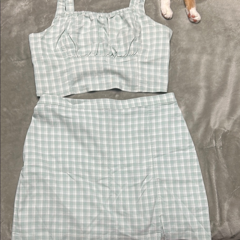 Hollister Blue and White Mini Pencil Skirt Set